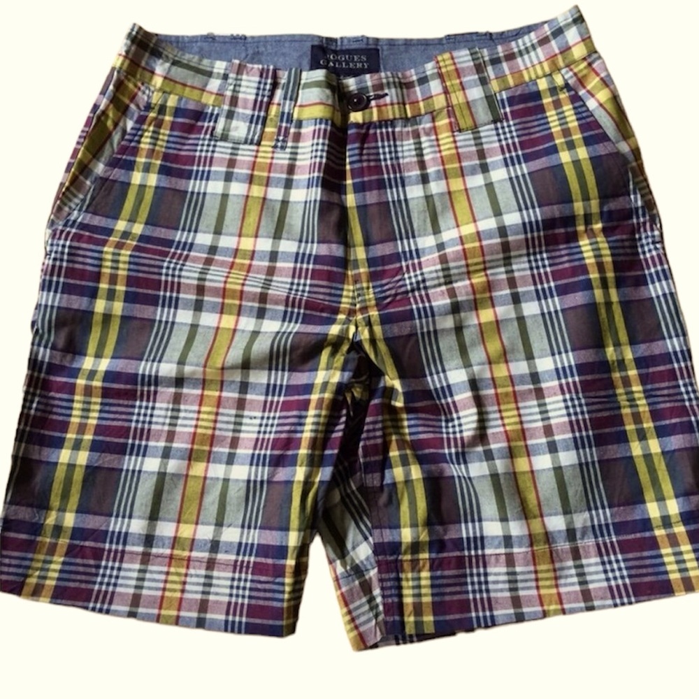 Men’s Patchwork Madras Rogues Gallery Shorts by Blue Size Large